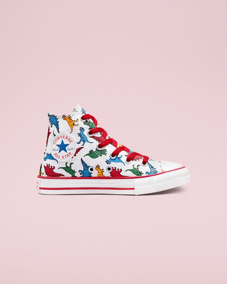 Girls\' Converse Chuck Taylor All Star Dinosaurs High Top Shoes White / Red / Blue | AU 5C34EU